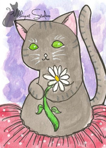 tu tu kitty with a flower by Milkycat